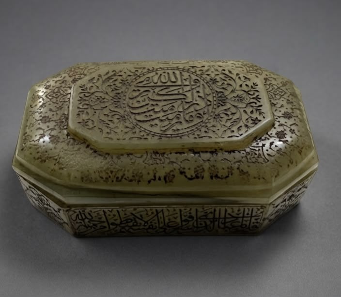 Rare Islamic jade-stone box.